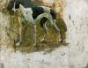 Sir Alfred-James Munnings  1878-1959 a black and white greyhound