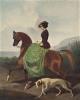 Alfred de Dreux    1810-1860    Portrait of a woman on horseback with a greyhound