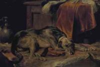 Dans le gout de sir edwin henry landseer levrier irlandais endormi