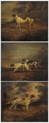 Edwin cooper pointers and setter in landscapes group of three