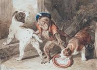 Edwin henry landseer chiens et singe
