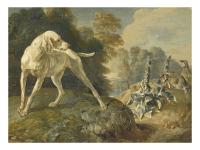 Jean baptiste oudry chien d arret et deux perdrix rouges