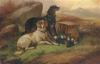 John Gifford a gordon and an english setter with black game and grouse on a moor