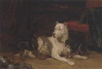 Sir edwin henry landseer dogs in an interior