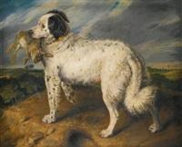 Sir edwin henry landseer the champion Venus a landseer newfoundland with a rabbit